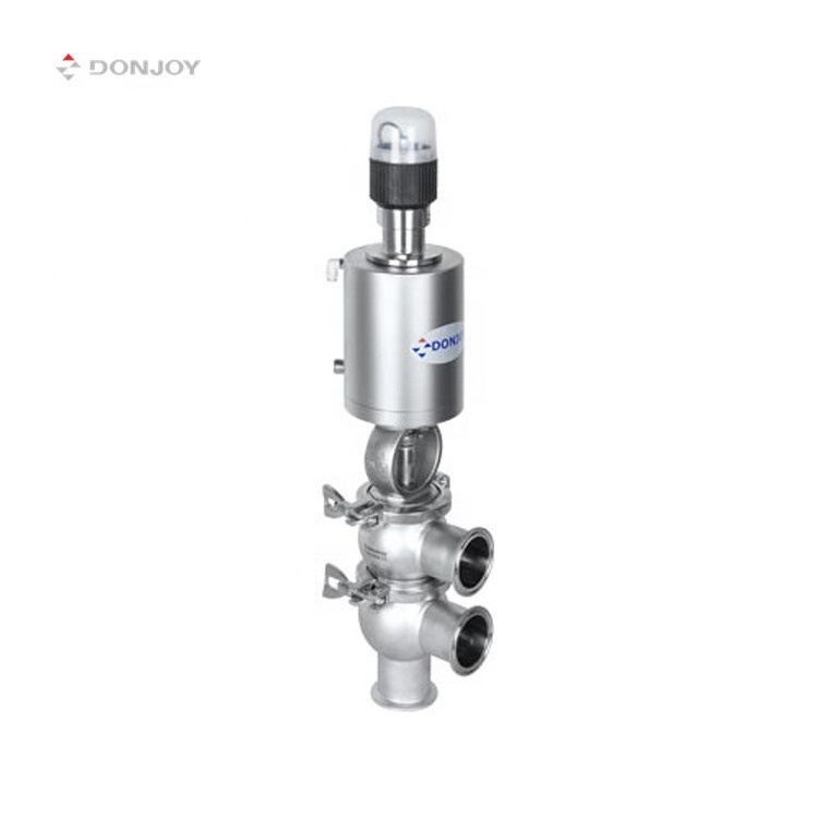 Donjoy  hygienic pneumatic divert seat  single seat valve change over LL type body  for food beverage pharmaceutical industries