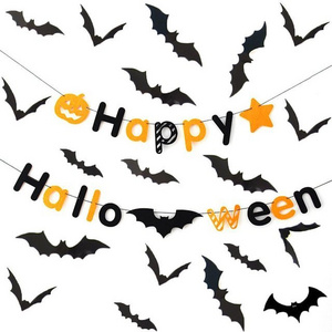 2020 Halloween party decoration 3D wall stickers halloween banner bat halloween stickers with customization