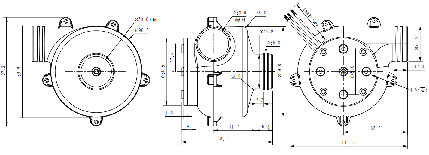 12V 92mm BLDC mini Blower 120m3/h High Pressure Air Blower Customized for Industrial field