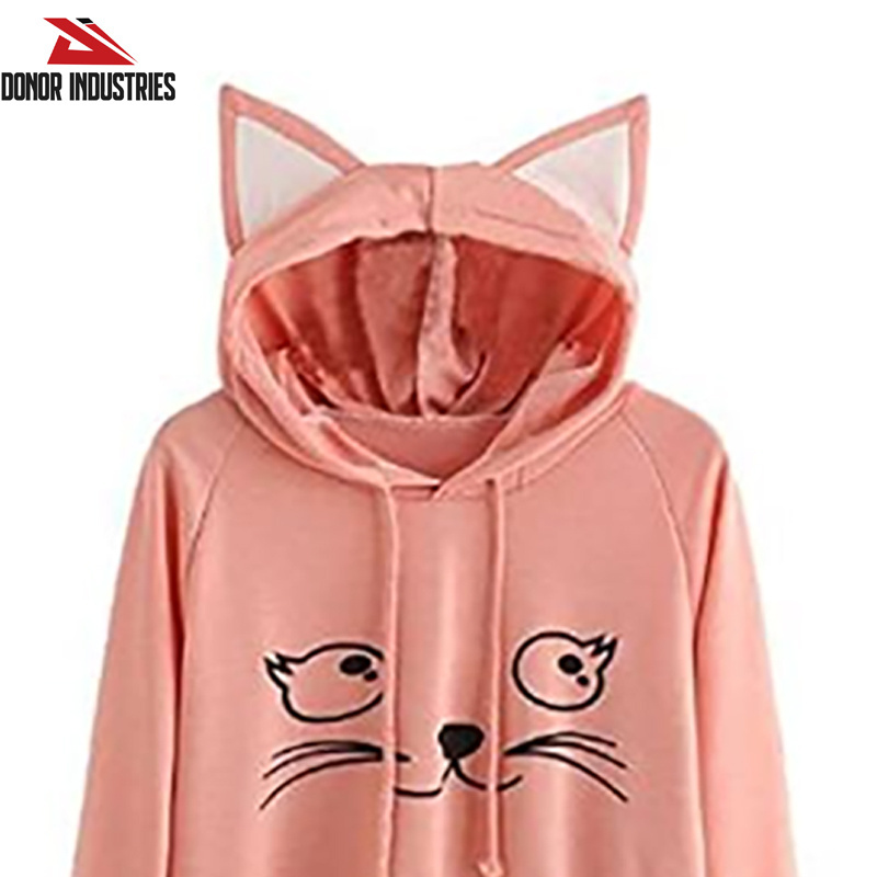 Women's Cat Ear Hoodie Cute Friends Long Sleeve Kangaroo Pouch Hooded Sweatshirts