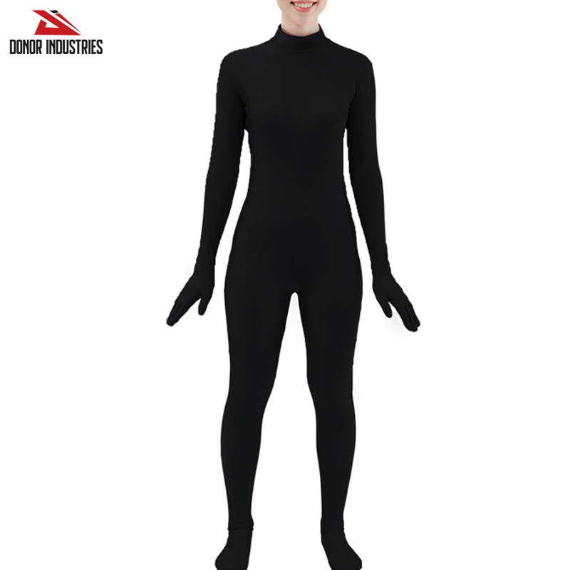 Black Spandex Full Body Skin Tight Jumpsuit Unisex Bodysuit Costume for Women Dancewear Bodysuit