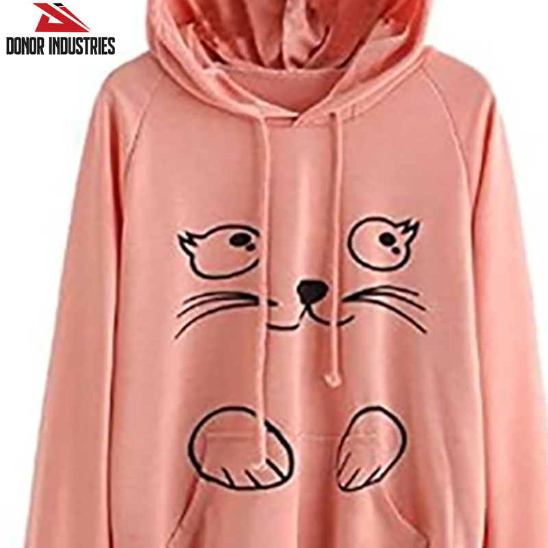 Women's Cat Ear Hoodie Cute Friends Long Sleeve Kangaroo Pouch Hooded Sweatshirts