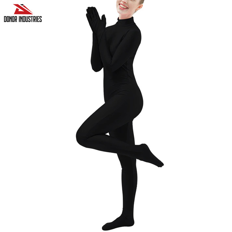 Black Spandex Full Body Skin Tight Jumpsuit Unisex Bodysuit Costume for Women Dancewear Bodysuit