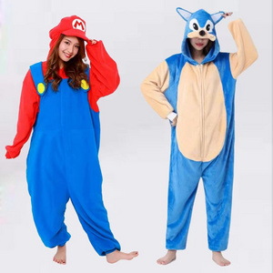 Super Mario Sonic Halloween anime game costume cartoon one-piece pajamas parent-child performance wear couples home wear