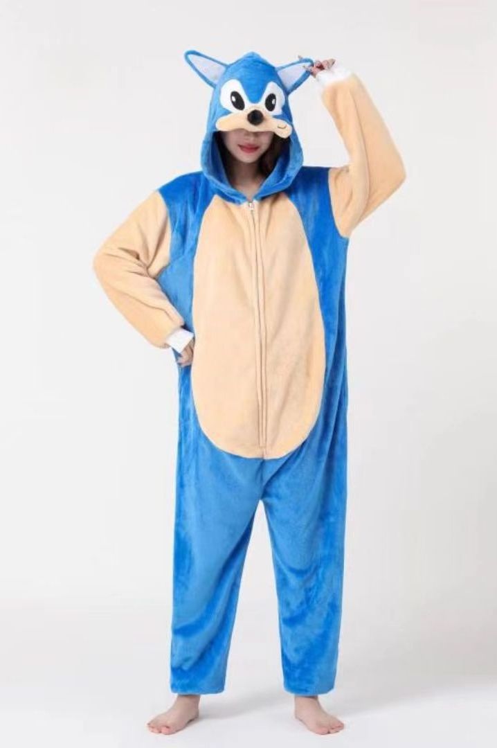 Super Mario Sonic Halloween anime game costume cartoon one-piece pajamas parent-child performance wear couples home wear