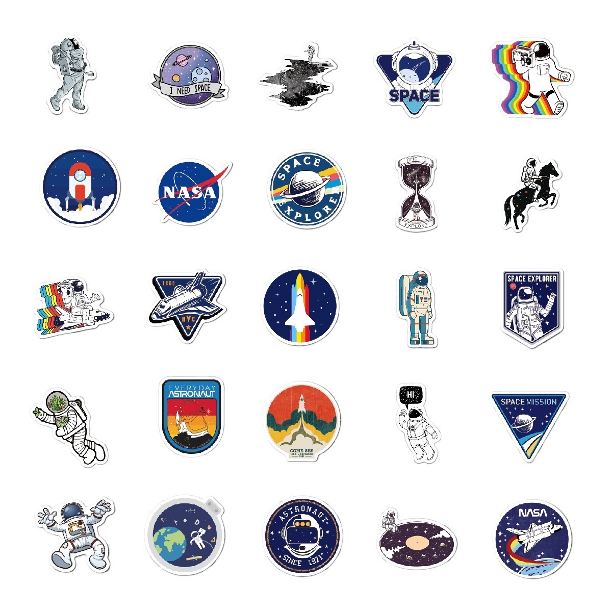 Nasa100 astronaut space station cartoon sticker lunar rocket space trolley box computer graffiti sticker