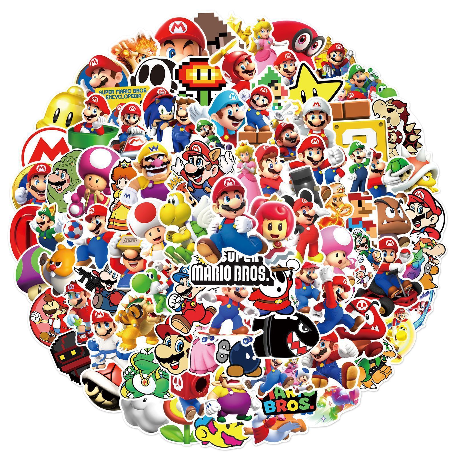 100 pcs Super Mario computer phone helmet skateboard waterproof children's stickers