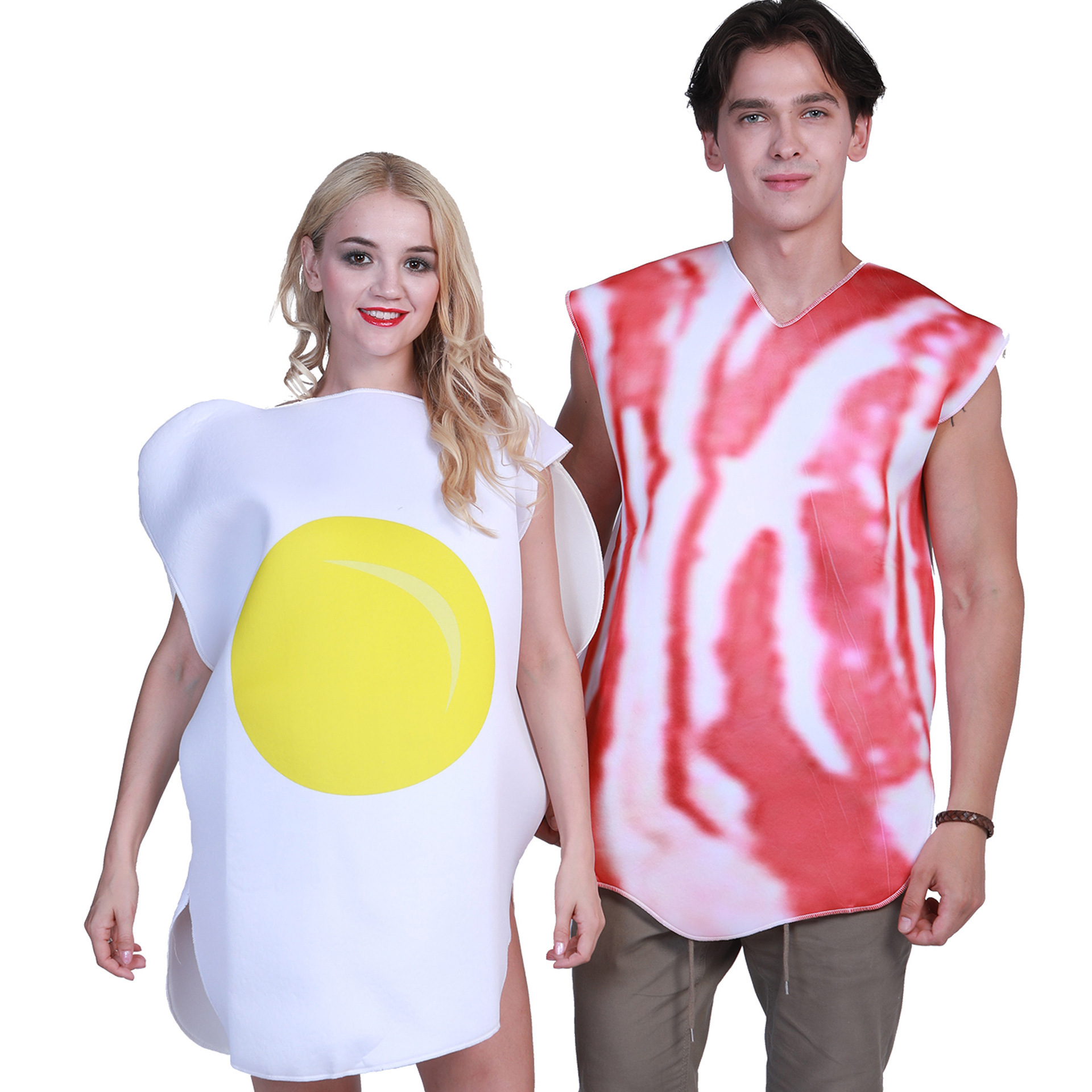 Halloween Party Stage Performance Costume Delicious Food Costume Funny Bacon Egg Couple Costume