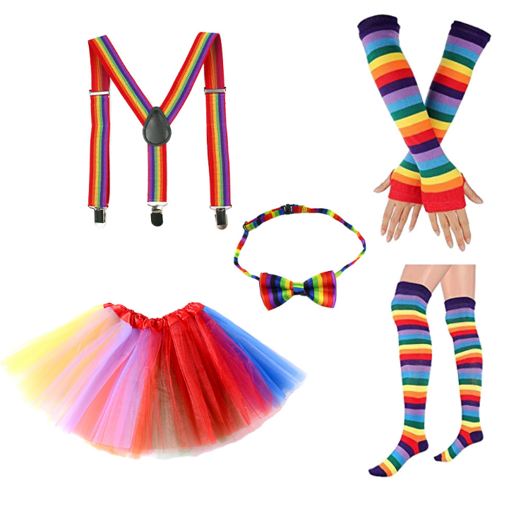 Amazon Hot Product Rainbow Girl Clothing Set Fashion Costume