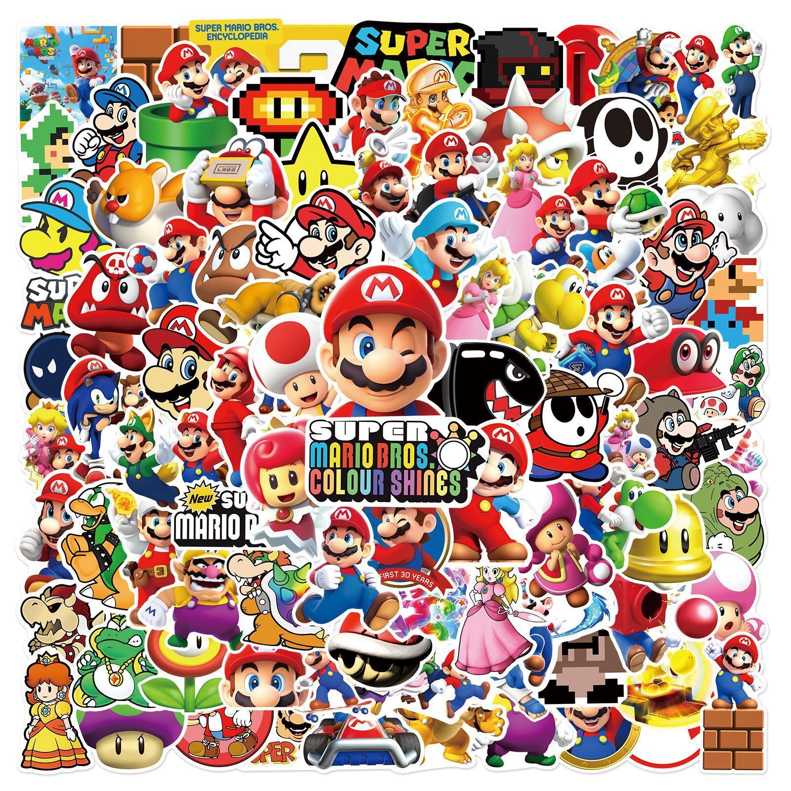 100 pcs Super Mario computer phone helmet skateboard waterproof children's stickers