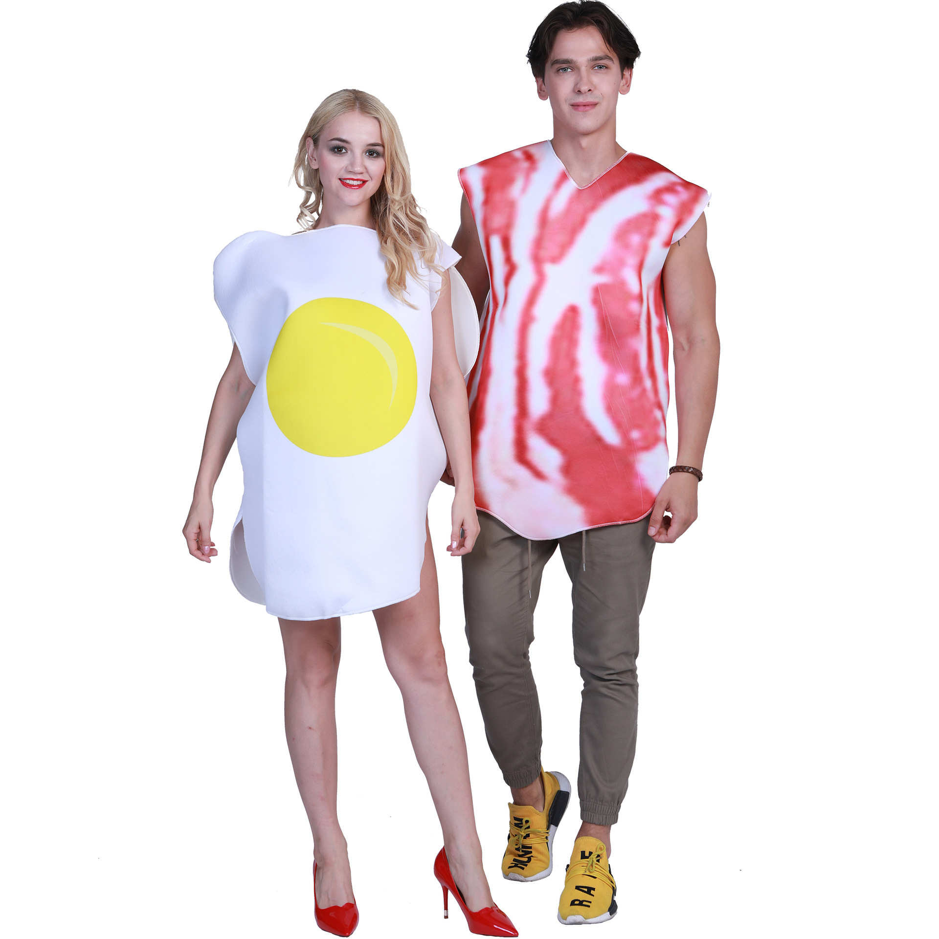 Halloween Party Stage Performance Costume Delicious Food Costume Funny Bacon Egg Couple Costume