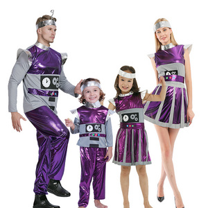 Halloween purple alien parent-child performance costume cute robot parent-child Performance  costume