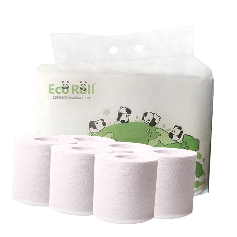 Free Sample Wholesale OEM ODM Eco-friendly Virgin Pulp Bamboo Embossing 3ply Butterfly Embossing Toilet Tissue Paper 96 Rolls