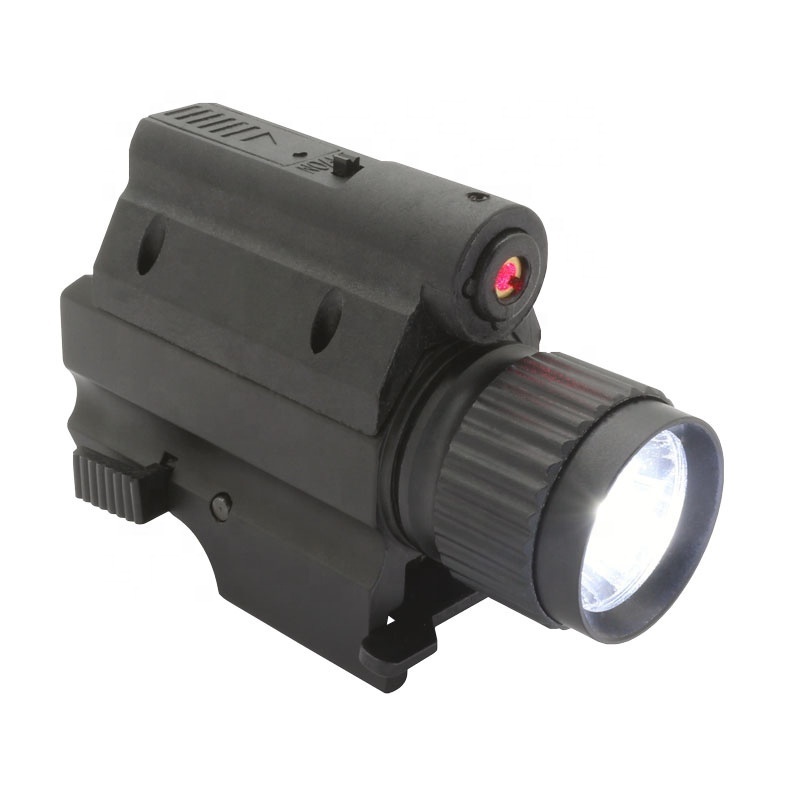 Compact Mounted Led Torch Tactical Flashlight with Red Laser