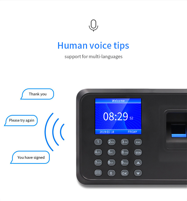 Donnwe Biometric Attendance System with Software Free&Colorful Display Fingerprint identification time and attendance machine