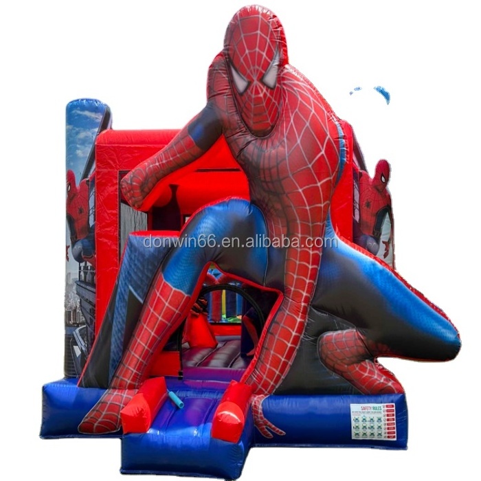 Party Rentals Equipment Kids Party Inflatables Bouncer Combo Spiderman Bounce House With Slide