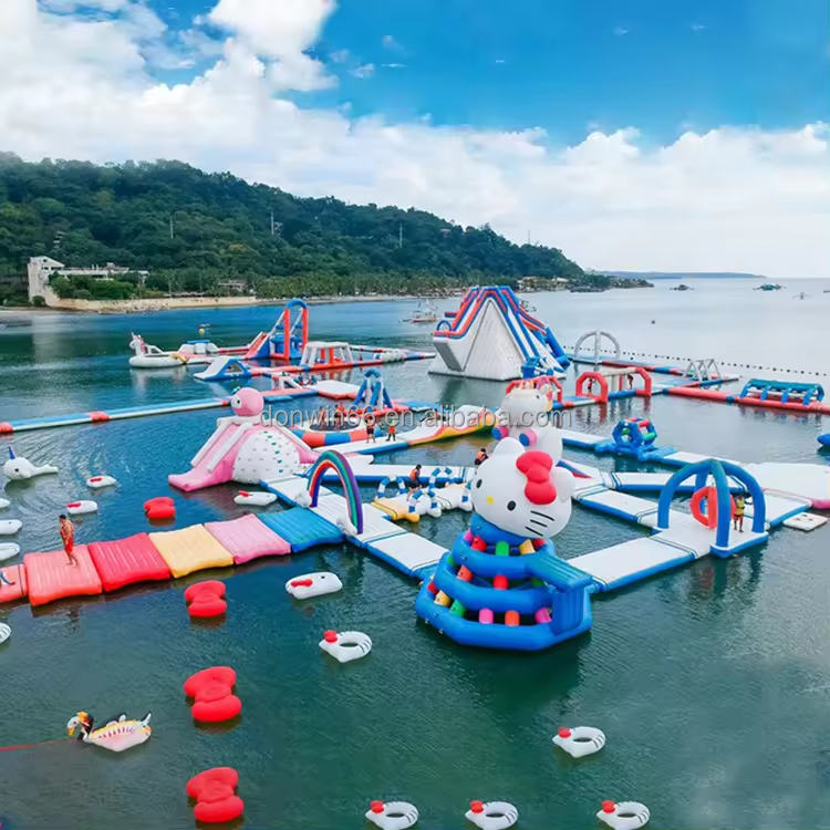 New Design Inflatable Water Game Floating Slide Lake Toys Floating Sports Summer Inflatable Water Park For Summer Water Park