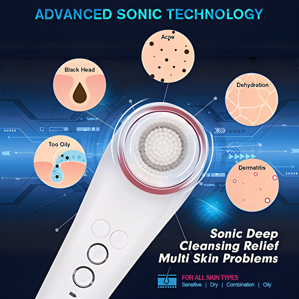 Small Portable Waterproof USB Wireless Charging Sonic Electric Face Facial Cleaning Brush For Skin Care Exfoliating Massage Home