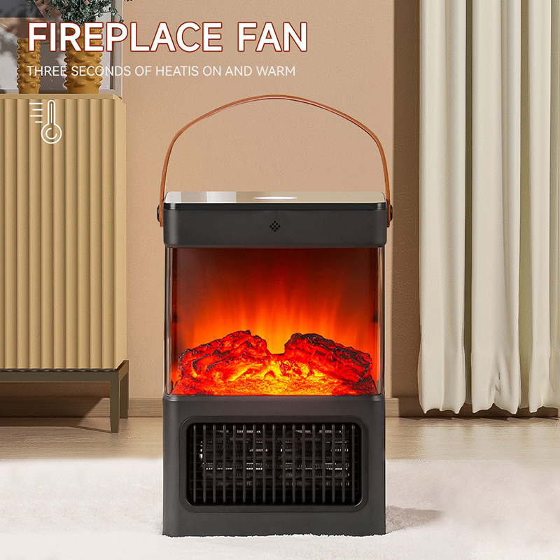 Fashion Portable High Power Vertical Space Air Hot PTC Ceramic Electric Fireplace Heater With 3D Simulated Flame Fireplace