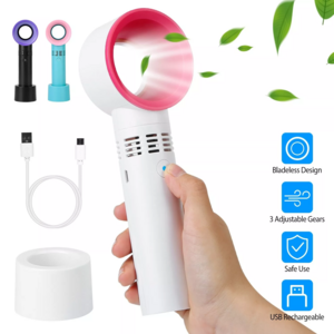 Mini Personal Safety USB Rechargeable Fast Air Cooling Bladeless Portable Electric Hand Held Handheld Fan For Home Outdoor Kid