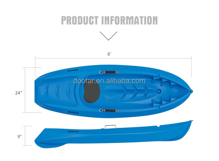 SEAFLO HDPE plastic competitive price wholesale sit on top kayaks child plastic kid kayak 6ft mini kayak canoe for kids