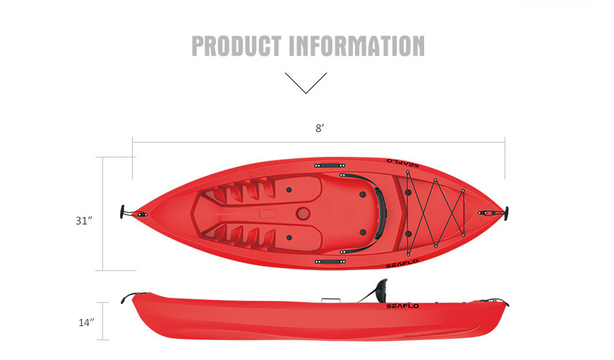 SEAFLO high quality small mini Blow-molded Cheap hard Plastic Canoe Boat Single Sit On Kayak Children child Kids Kayak With Seat