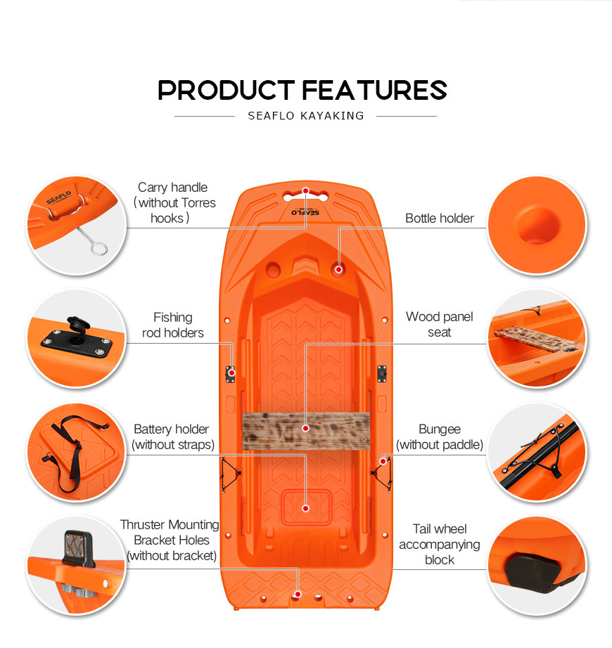 SEAFLO Factory Direct Sale Row Polyethylene Hdpe plastic cheap Fishing Multi Tool Boat with electric motor drive for Sale