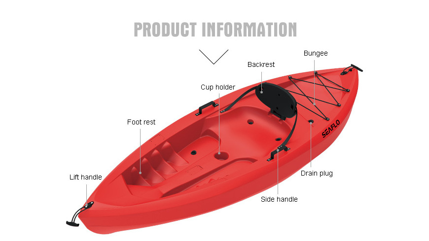 SEAFLO high quality small mini Blow-molded Cheap hard Plastic Canoe Boat Single Sit On Kayak Children child Kids Kayak With Seat