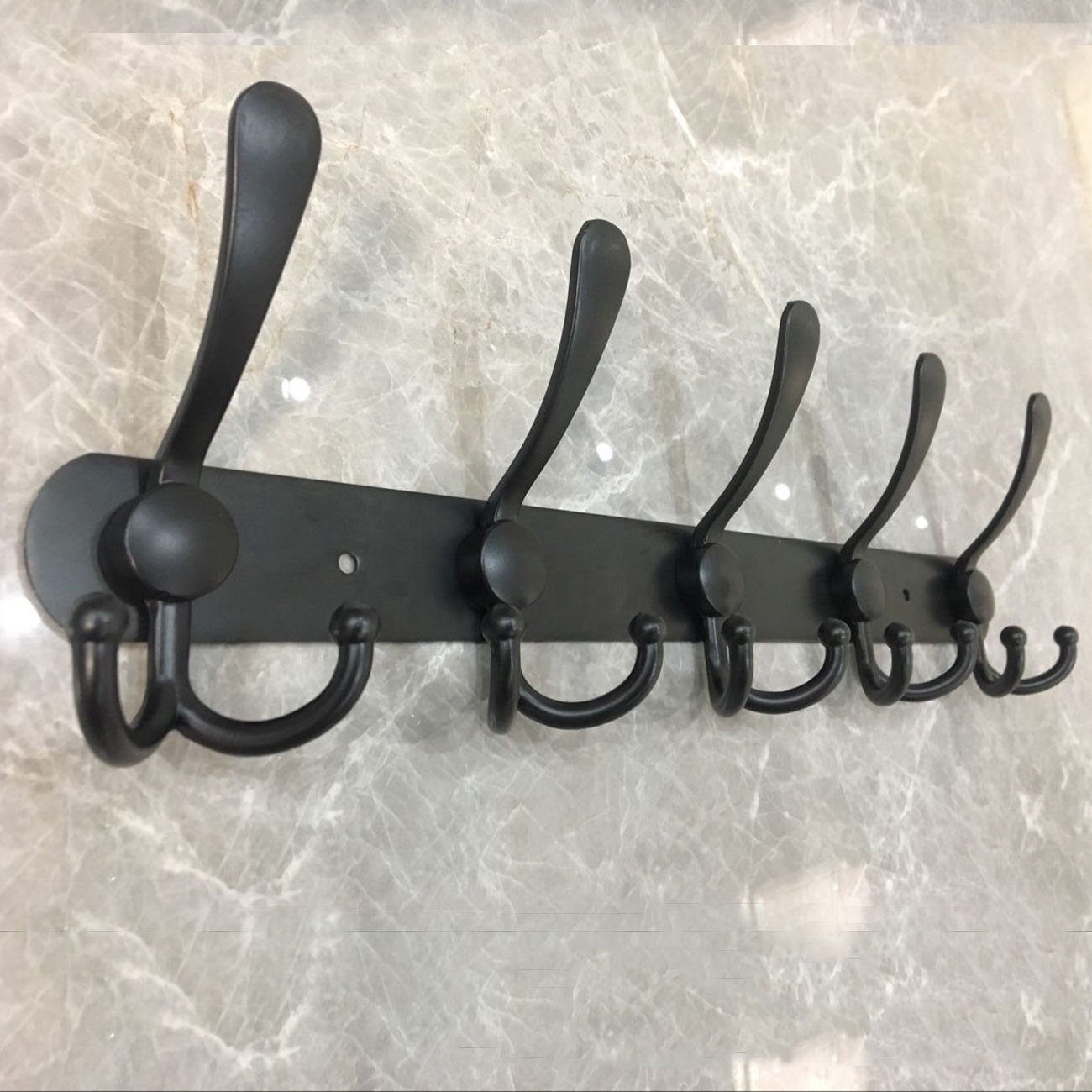 Black 6 Tri Hooks Bathroom bedroom metal Hanging wall-mounted coat Hooks standing coat rack