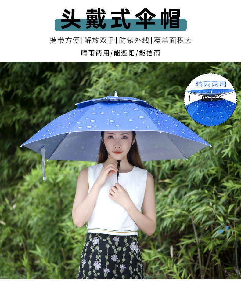 Wholesale Head Umbrella Hat Cap Headwear Umbrella for Fishing Hiking Beach Camping Cap Head Hats Outdoor Sun-proof Custom Logo