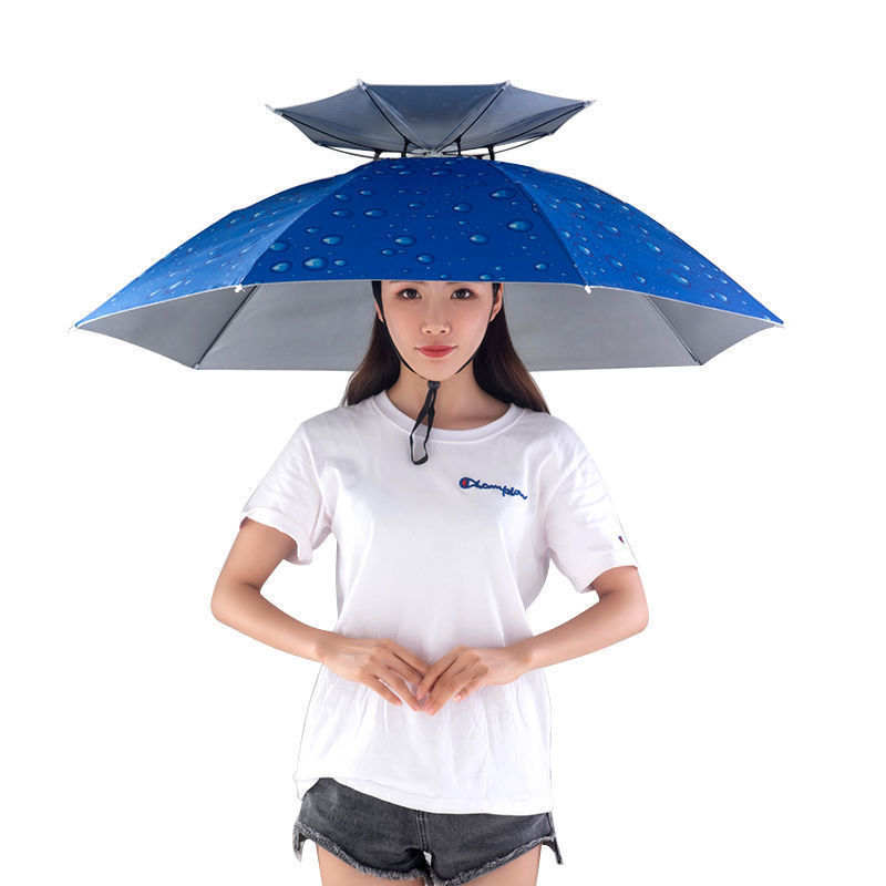 Wholesale Head Umbrella Hat Cap Headwear Umbrella for Fishing Hiking Beach Camping Cap Head Hats Outdoor Sun-proof Custom Logo