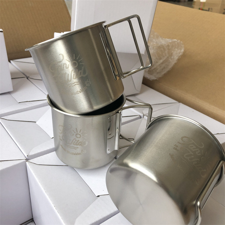 Hot selling Environmentally  Pure Titanium Coffee Cup Stainless Steel Camping Coffee Mug Reusable Cup