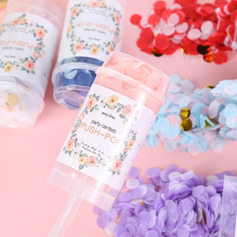 Hand-Push Confetti Fireworks Wedding Party Festival Mini Hand-Held Small Salute Confetti Popper Push Pop