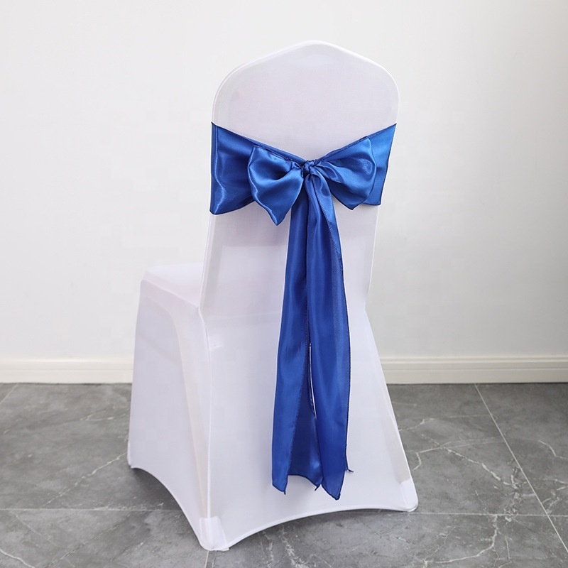 Romantic Wedding Banquet Satin Chair Sashes for Chair Cover Self Tied Bows Reception Hotel Party Home Decoration