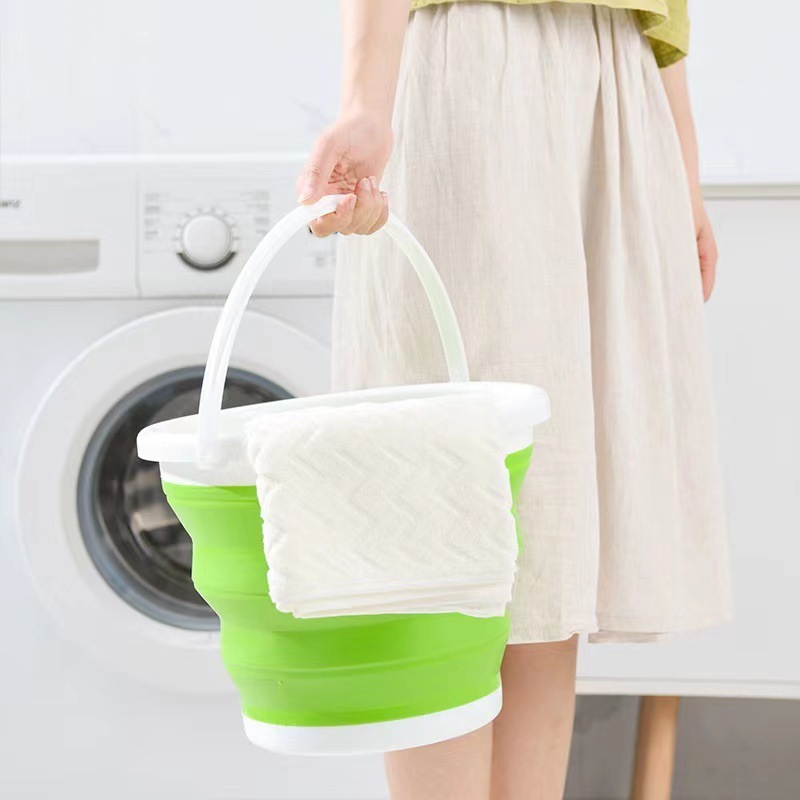 Hot Collapsible Mop Bucket Cleaning Pail Camping Folding Bucket Fishing Car Wash Plastic Water Outdoor Folding Bucket