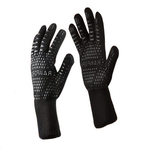 Wholesale Customized  Barbecue Cotton Kitchen Grill Oven Extreme Heat Resistant Cooking Silicone BBQ Gloves