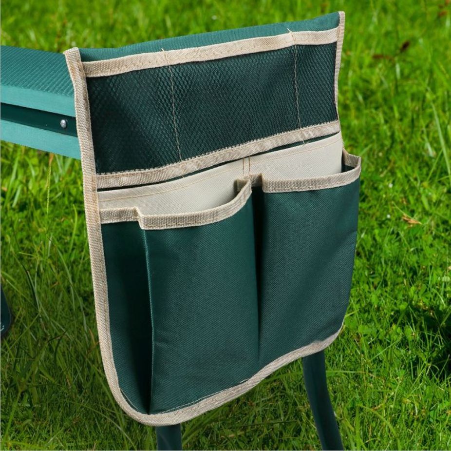 Home Garden Kneeler and Seat Metal Foldable Garden Kneeling Stool with Tool Pouch