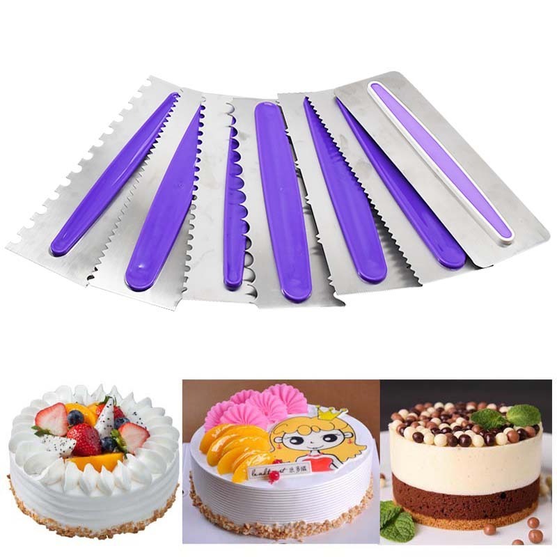 Wholesale Metal Stainless Steel Cake Cream Batter Smoother Metal Cake Spatula Comb Tool For Cakes Bakeware Mold