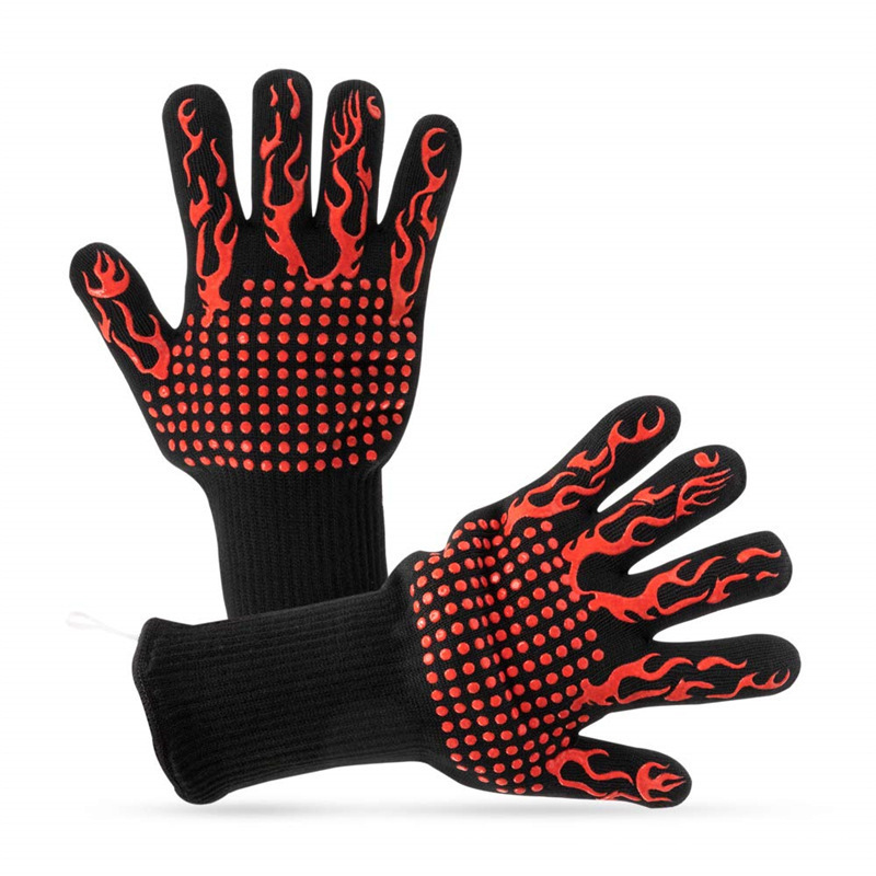 Wholesale Customized  Barbecue Cotton Kitchen Grill Oven Extreme Heat Resistant Cooking Silicone BBQ Gloves