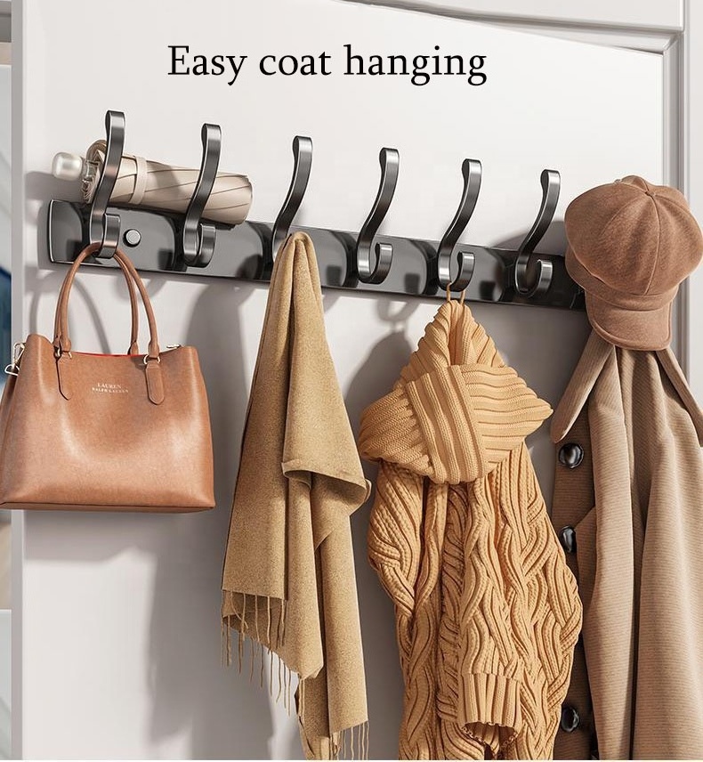 Factory Direct Modern Hooks Rack Custom Metal Heavy Duty Strong Rectangle Wall Hooks Coat Racks Storage Hooks