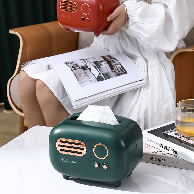 Creative Retro Paper Towel Dispenser Plastic Facial Tissue Holder Tissue Box Radio Tissue Box