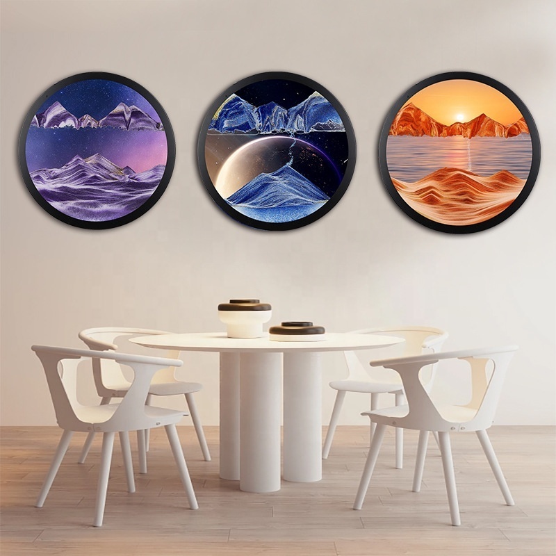 Wall Mounted Sand Painting Sand Frame Living Room Decoration Round Glass Moving Sand Art 3D Home Decoration Gift Box Love Europe