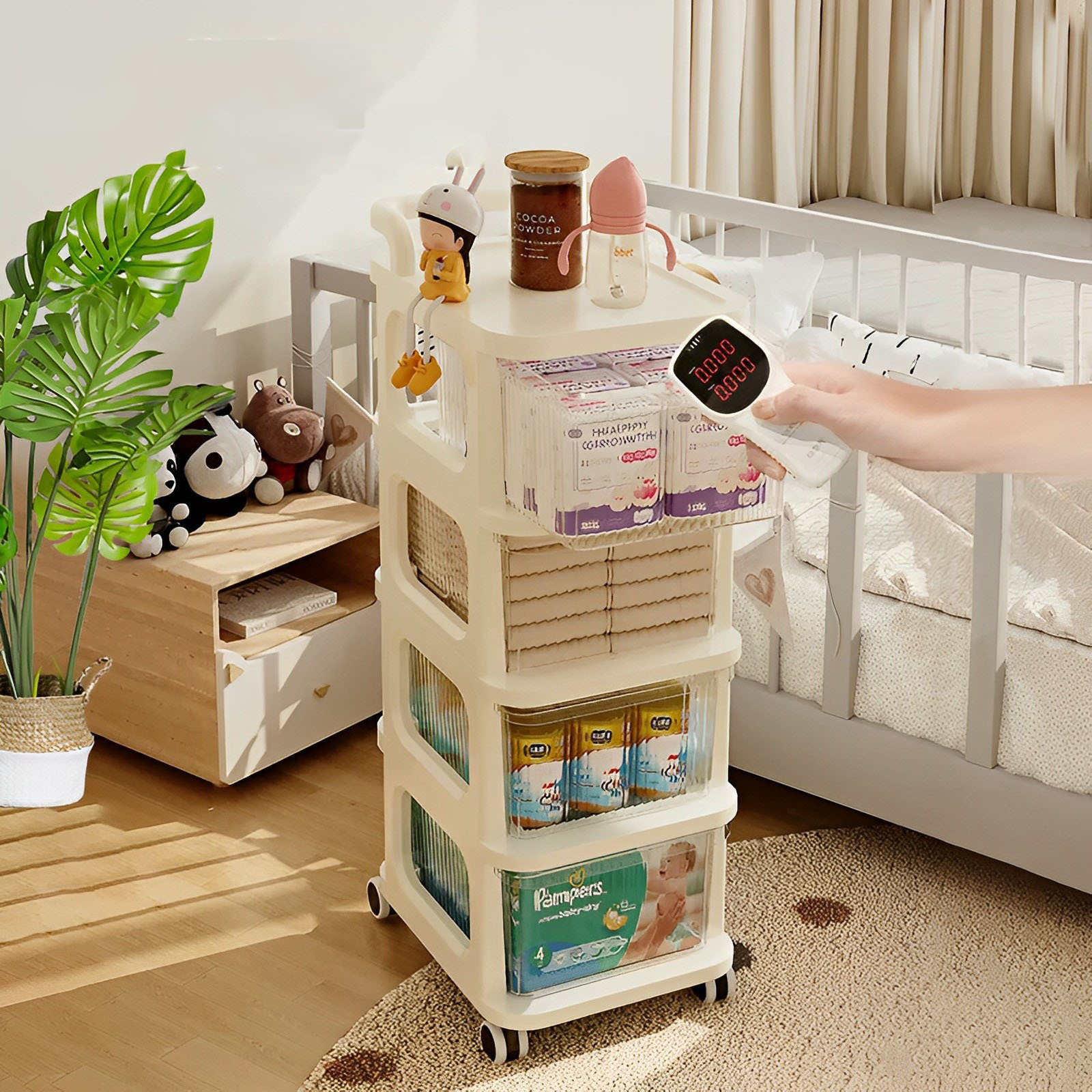 Small cart snack storage rack living room baby supplies storage cabinet multi-layer drawer style toy rack movable