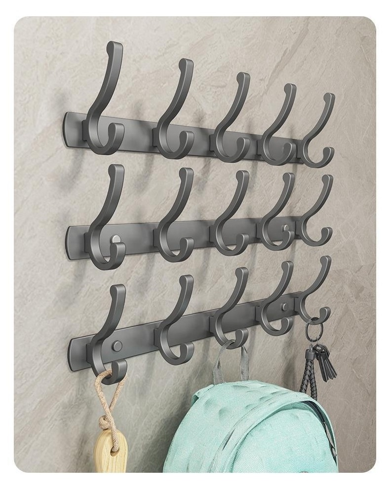 Factory Direct Modern Hooks Rack Custom Metal Heavy Duty Strong Rectangle Wall Hooks Coat Racks Storage Hooks