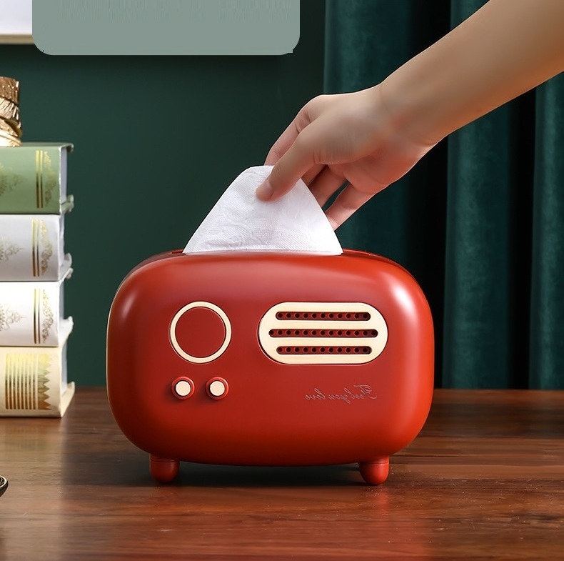 Creative Retro Paper Towel Dispenser Plastic Facial Tissue Holder Tissue Box Radio Tissue Box