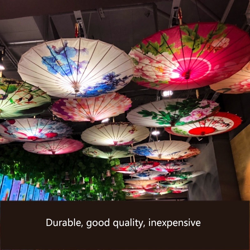 Handmade Chinese Peony Ceiling Decoration Umbrellas Wedding Dance Props Silk Oilpaper Parasols