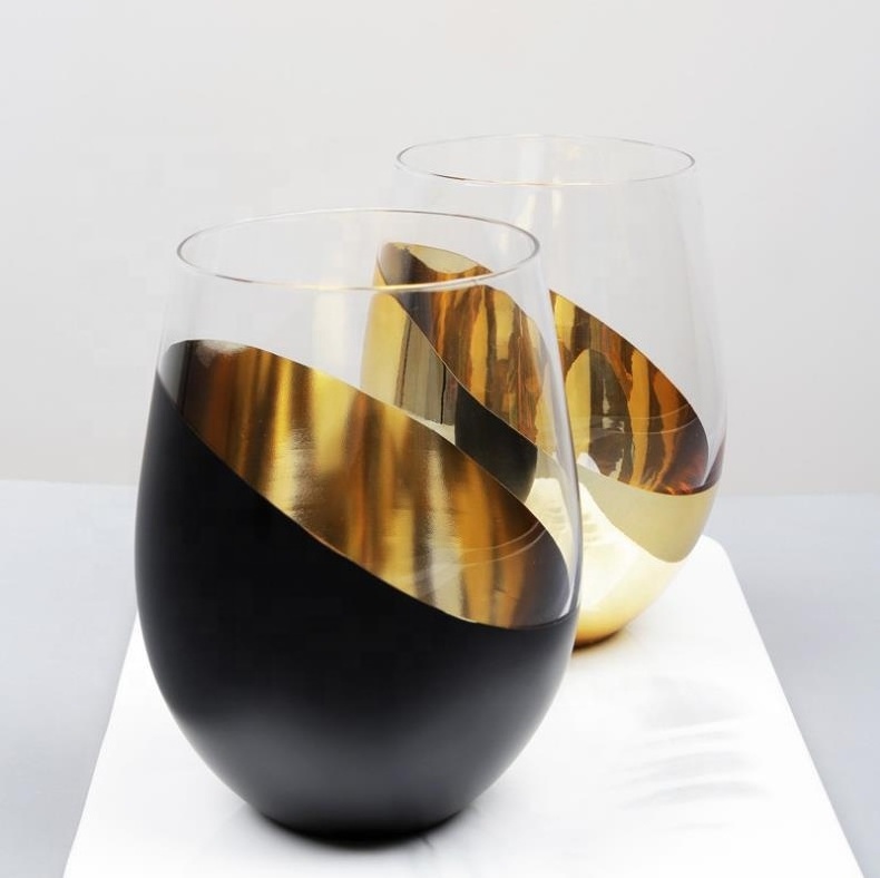 Wholesale copper color wine glasses cup stemless wine glass champagne glass