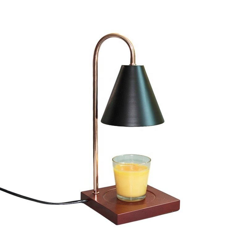 Wholesale Indoor Adjustable Temperature Light Control Electric Candle Warmer Lamp with Wooden Base