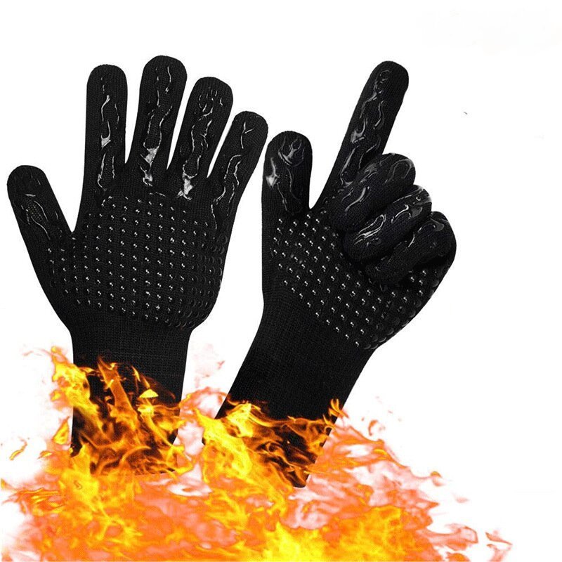 Wholesale Customized  Barbecue Cotton Kitchen Grill Oven Extreme Heat Resistant Cooking Silicone BBQ Gloves