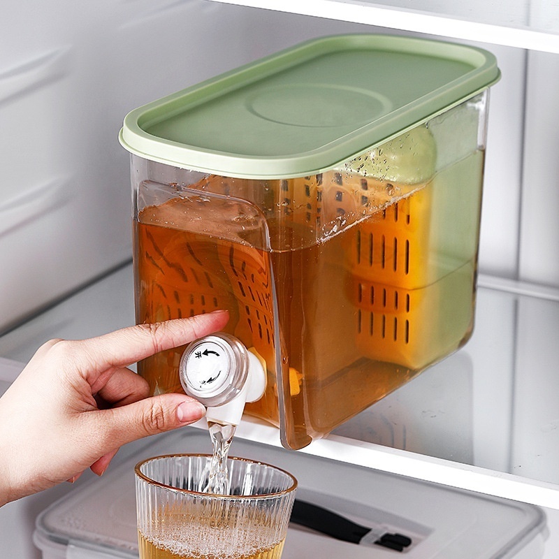 5.6L Large Capacity Refrigerator Desktop Beverage Dispenser Bucket Plastic Cold Kettle Household Water Bottle With Faucet